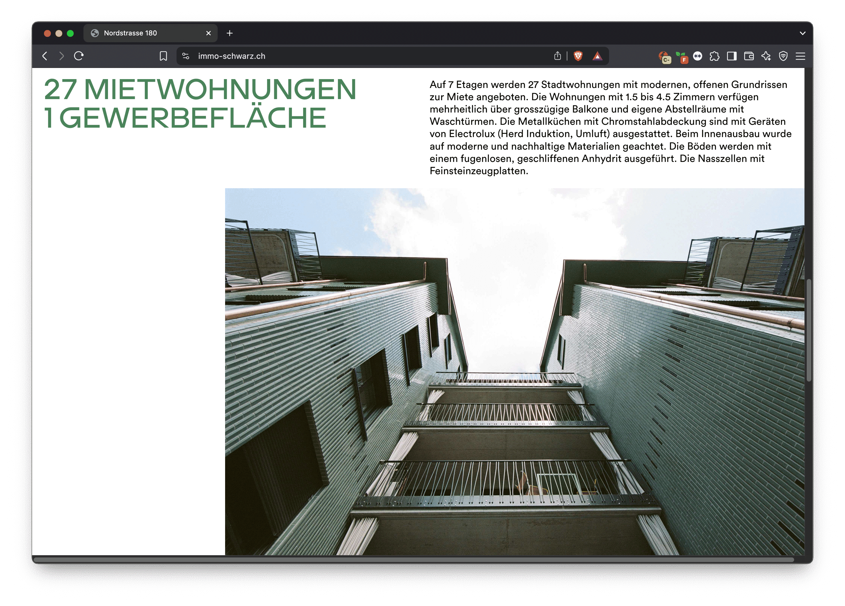 Vermietungswebsite Nordstrasse
